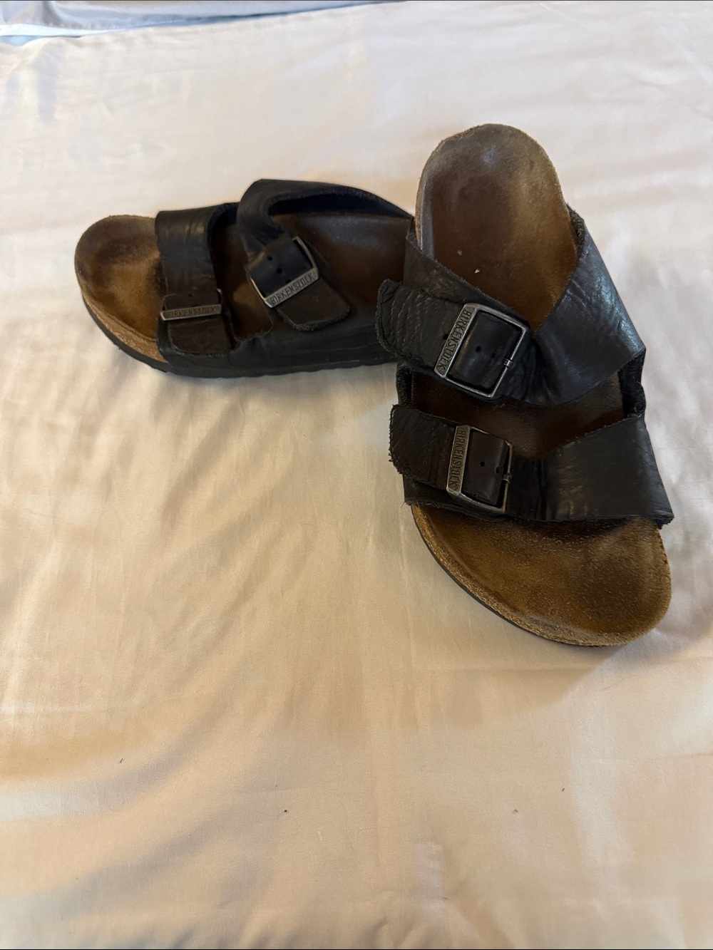 Birkenstock Arizona Black Double-Strap Leather Slides